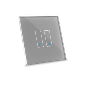 Intrerupator inteligent dublu Iotty LSWE22G, cu touch, din sticla, WiFi, cu nul, gri