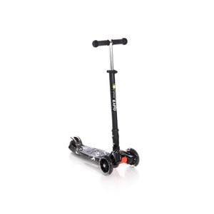 Trotineta copii, Lorelli, Rapid, 5 Ani+, 4 roti din silicon cu leduri, ghidon reglabil, greutate suportata 50 kg, Black Flash
