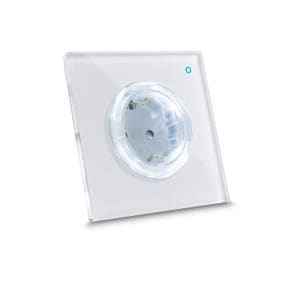 Priza inteligenta Iotty OSWDEW, 2 module, 16A, din sticla, WiFi, contact de protectie, alb