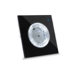 Priza smart Iotty OSWDEB, 2 module, 16A, din sticla, WiFi, contact de protectie, negru