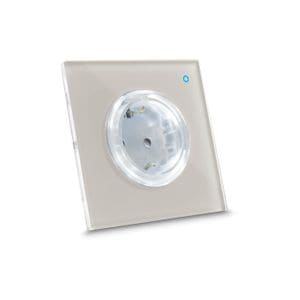 Priza smart Iotty OSWDET, 2 module, 16A, din sticla, WiFi, contact de protectie, nisip