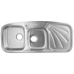 Chiuveta inox blat, 2 cuve 115x50 cm anticalcar FREDDO WAVE, sistem antifonare, sifon inclus, cuve dreapta
