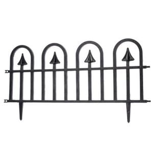 Gard de gradina decorativ, plastic, 4 bucati, 60 x 31 cm, negru