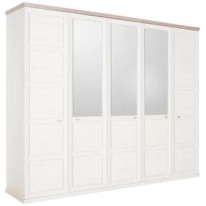Dulap, 5 usi, 6 rafturi, HOME'IN, 255x209x60 cm, Alb-Gri