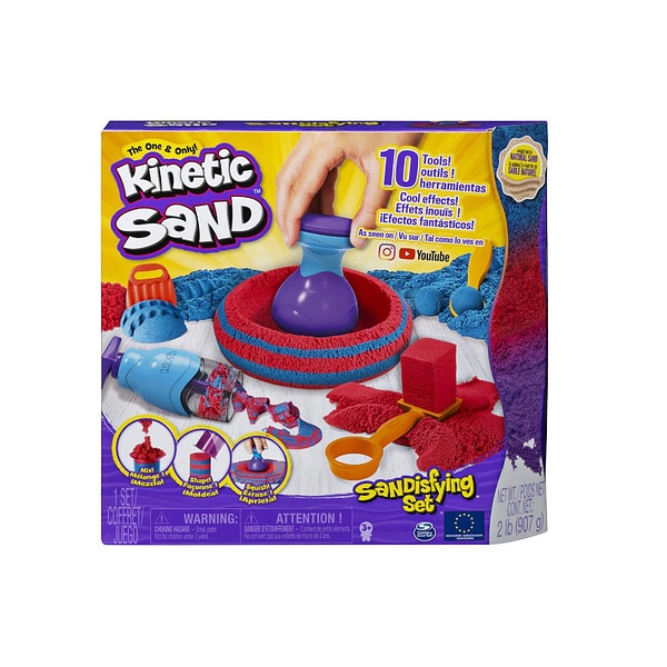 Set Kinetic Sand Sandtastic albastru si rosu 907g