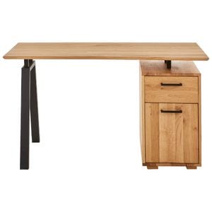 Birou cu picior tip casetiera LINEA NATURA, Metal/PAL, 140x65x75 cm, Negru/Crem
