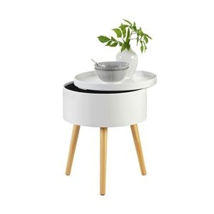 Masuta de cafea, CARRYHOME, Lemn, 38x38x48.5 cm, Alb,Crem