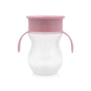 Cana de tranzitie anti-varsare, Lorelli, sistem de baut din orice pozitie 360 grade, 12 luni+, forma ergonomica, capac protectie, 270 ml, Pink
