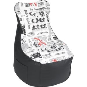 Fotoliu puf BOXXX, textil, 85 x 85 x 100 cm, negru-alb