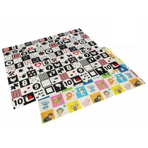 Covoras de joaca, Bocioland, Happy Day, Pliabil, Protectie impotriva loviturilor, Dimensiune 200 x 150 cm, Doua fete, Pentru interior si exterior