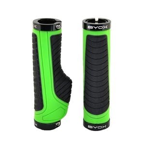 Set 2 mansoane bicicleta, Byox, TPR, cu inele de aluminiu, 130 mm, Negru/Verde