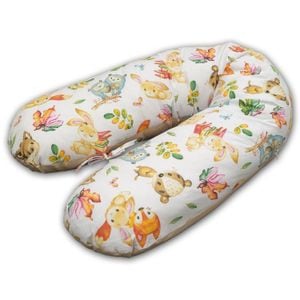 Perna gravide 3 in 1 cu husa detasabila Kidizi Lena, lungime 160 cm, Animals Party