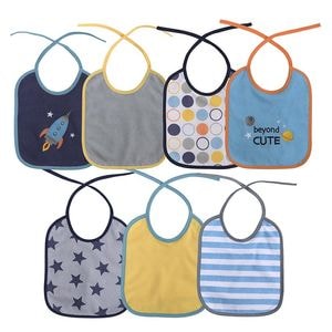 Set 7 bavete bumbac si peva, Lorelli, 23 X 20 cm, inchidere cu snur, baietei