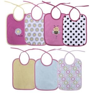Set 7 bavete, Lorelli, bumbac ambele fete, 20 X 25,5 cm, inchidere cu snur, fetite