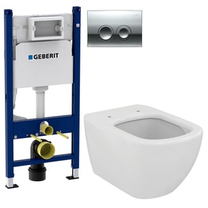 Set vas WC Geberit, Ideal Standard Tesi AquaBlade, capac softclose, alb