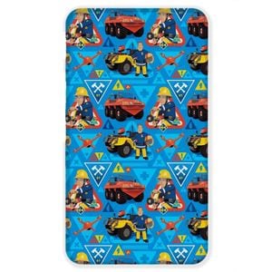 Cearceaf cu margini elastice, multicolor, 100% bumbac, 90 x 200 cm, Fireman Sam, 007