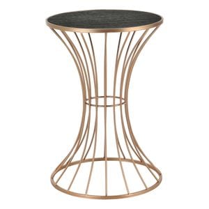 Masuta living Clepsidra rotunda, Metal/MDF, Diametru 37 cm, Inaltime 55 cm, Aramiu/Negru