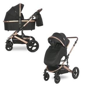 Carucior Set, Lorelli, Boston, 0 luni-4 ani, pana la 22 kg, 2 in 1, landoul si partea sport sunt dedicate si reversibile, cadru usor din aluminium, roti pline din cauciuc,  Black