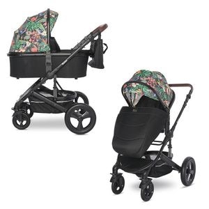 Carucior Set, Lorelli, Boston, 0 luni-4 ani, pana la 22 kg, 2 in 1, landoul si partea sport sunt dedicate si reversibile, cadru usor din aluminium, roti pline din cauciuc, Tropical Flowers