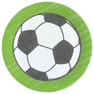 Set farfurii petrecere A9903005, Fotbal, 23 cm, 8 bucati, carton, verde