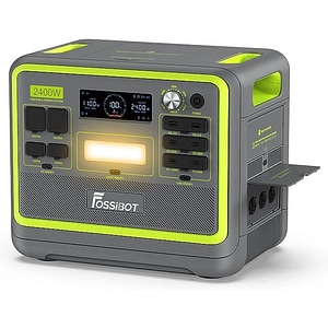 Statie de incarcare portabila Fossibot F2400 Verde, 2400W, 2048Wh, 640000mAh, Ecran LCD, Protectie BMS, 16 iesiri, Lanterna LED, SOS