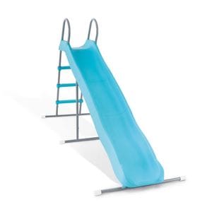 Tobogan copii, fabricat din polipropilena, schelet metalic, cu scara, exterior, albastru, 251x84x147 cm