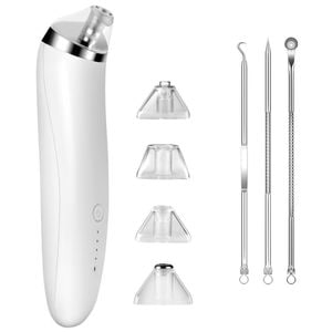 Aparat cu vacuum pentru puncte negre, 4 trepte de absorbtie, microdermabraziune, reincarcabil, 3 instrumente pentru eliminarea punctelor negre, alb