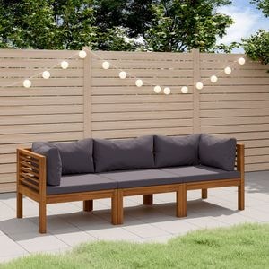 Canapea terasa VidaXL 36, lemn, 203 x 69 x 62.5 cm, maro-gri