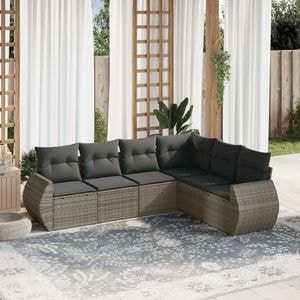 Set mobilier gradina cu perne, 6 piese, VIDAXL, 54 Kg, 71x62x69 cm, Ratan, Gri