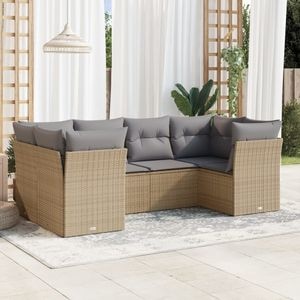 Set canapele de gradina cu perne, 6 piese, VIDAXL, 53 Kg, 55x62x69 cm, Ratan, Bej