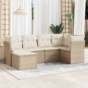 Set canapele de gradina cu perne, 6 piese, VIDAXL, 52 Kg, 62x62x69 cm, Ratan, Bej