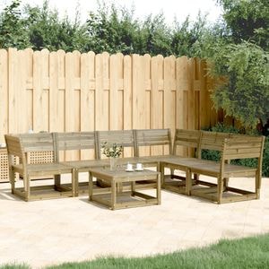 Set canapea de gradina, 6 piese, VIDAXL, 70 Kg, 63.5x73x78 cm, Lemn masiv, Maro