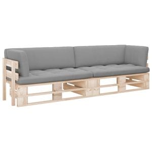 Canapea din paleti cu 2 locuri, 1 piesa, VIDAXL, 36 Kg, 110x65x55 cm, Lemn masiv, Gri