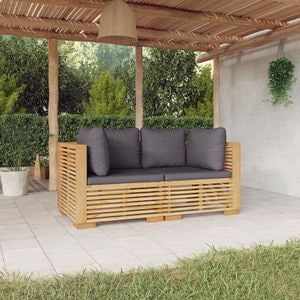 Canapele de colt de gradina cu perne 2 buc. lemn masiv de tec, 2 piese, VIDAXL, 42 Kg, 69.5x69.5x60 cm, Lemn masiv, Maro
