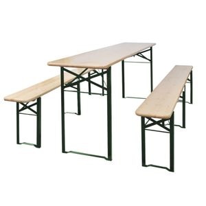 Masa pentru bere pliabila cu 2 banci, vidaXL, 220x46x75cm, 6 locuri, Lemn, Maro
