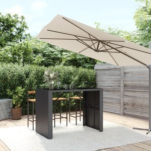 Masa de bar cu blat din sticla, vidaXL, 145x80x110cm, 6 locuri, Lemn, Negru