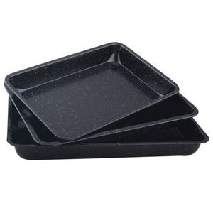 Set 3 tavi de copt Kinghoff KH 1069, 31/34/37 cm, Marmura, Negru