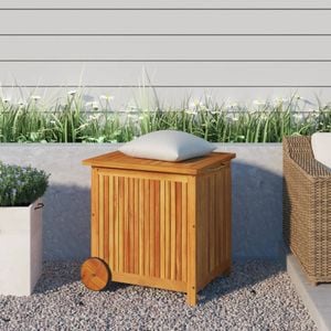 Lada de depozitare gradina cu roti, vidaXL, 60x50x58, lemn acacia , Maro