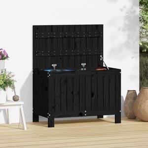 Lada depozitare gradina VIDAXL, lemn masiv, 76 x 42 x 54 cm, negru