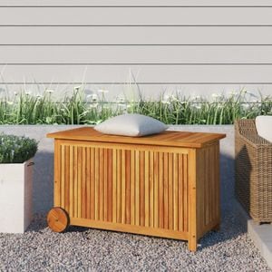 Lada de depozitare de gradina cu roti, vidaXL, 90x50x58, lemn acacia, Maro