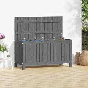 Cutie de depozitare gradina, vidaXL, 115x49x60, lemn masiv pin, Gri