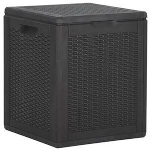 Cutie de depozitare pentru gradina, vidaXL, 90L, PP ratan , Negru