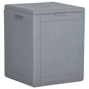 Cutie de depozitare pentru gradina, vidaXL, 90L, PP ratan, Gri