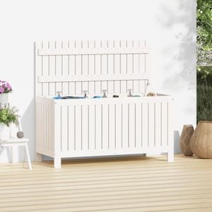 Cutie de depozitare gradina, vidaXL, 115x49x60, lemn masiv pin, Alb