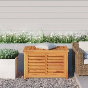 Lada depozitare gradina cu geanta, vidaXL, 90x50x58, lemn masiv tec, Maro