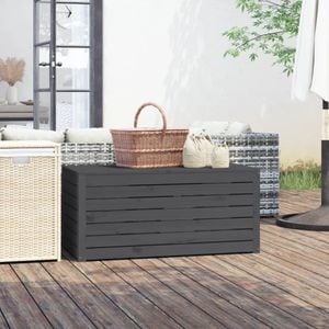 Lada depozitare gradina VIDAXL, lemn masiv, 101 x 50 x 46 cm, gri