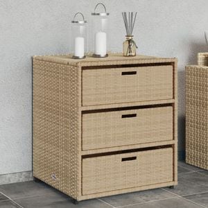 Dulap depozitare de gradina, vidaXL, 55x59x69, poliratan, Bej