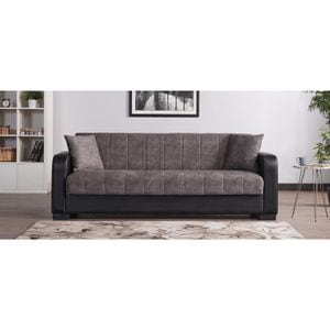 Canapea extensibila, Sani Adel, 230 x 80 x 104 cm, Gri-Negru