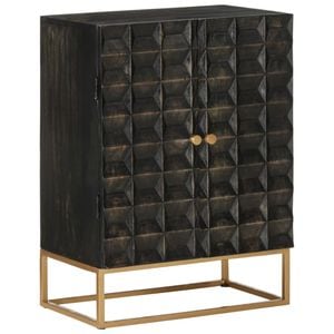 Servanta, vidaXL, negru, 55x34x75 cm, lemn masiv de mango si fier