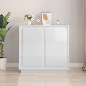 Comoda living VidaXL, lemn, 80 x 34 x 75 cm, alb extralucios